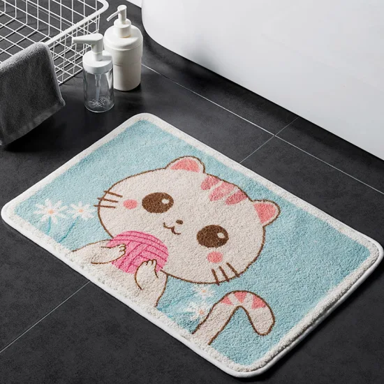 Custom Friendly Carton Printed Faux Wool Soft Decorative Door Mat