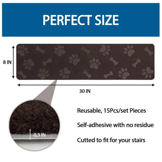 Dog Paw Design Pet Friendly Satin Resistant Kids Safety Step Staircase Mat