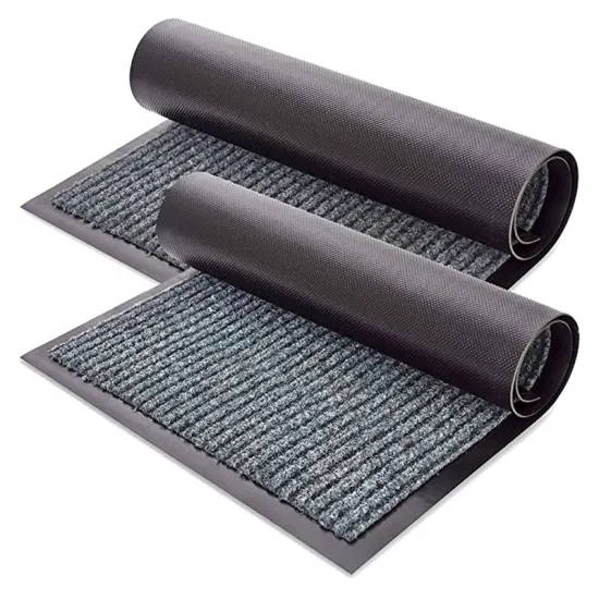 Double Ribbed Striped Entrance Non-Slip PVC Rubber Backing Floor Mat