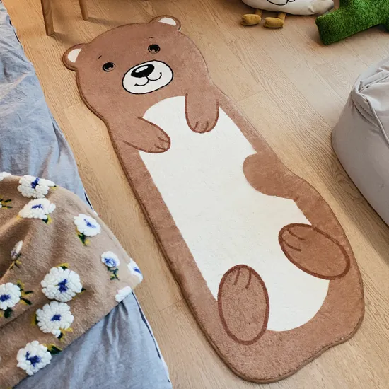 Faux Cashmere Cat Cartoon Warm Blanket DOT Plastic Non-Slip Sole Bedside Carpet