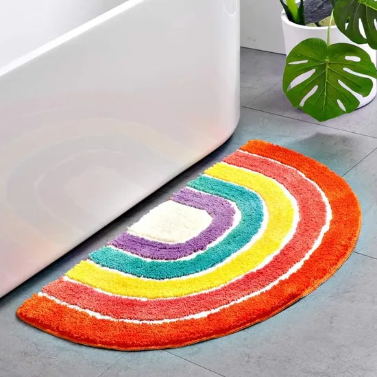 Flocking Microfiber Rainbow Shape Bath Mat