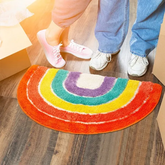 Flocking Microfiber Rainbow Shape Bath Mat