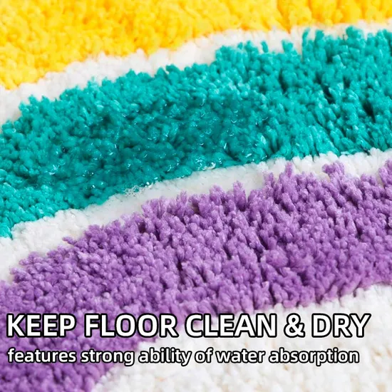 Flocking Microfiber Rainbow Shape Bath Mat