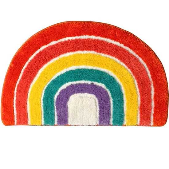 Flocking Microfiber Rainbow Shape Bath Mat