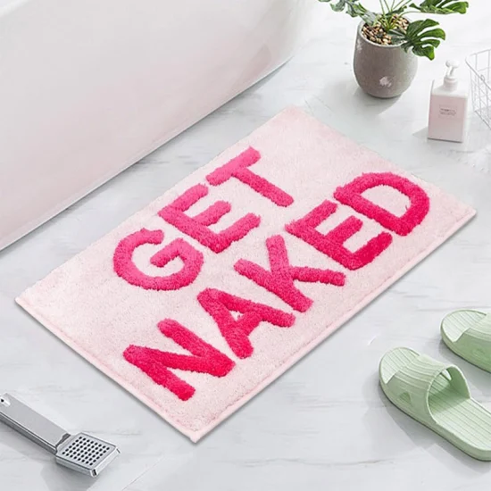 Flocking Microfiber Shaggy Non Slip Get Naked Bath Mat