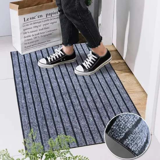 OEM PVC Backing Back Double Ribbed Stripe Anti-Slip Floor Entrance Door Mat