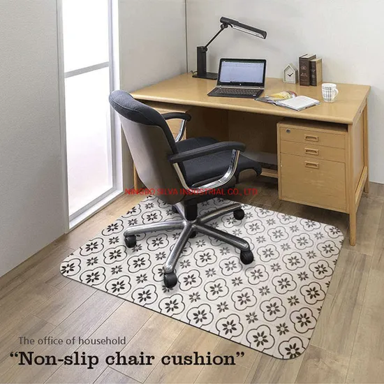 PVC Printed Soft Silicon Popular Anti Slip Office Floor Protection Chair Mat