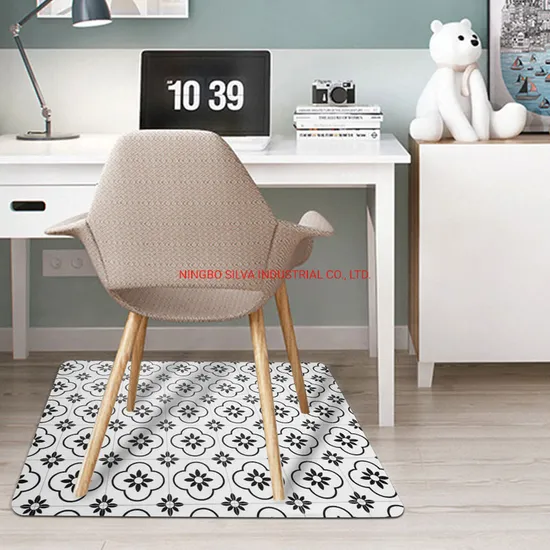 PVC Printed Soft Silicon Popular Anti Slip Office Floor Protection Chair Mat