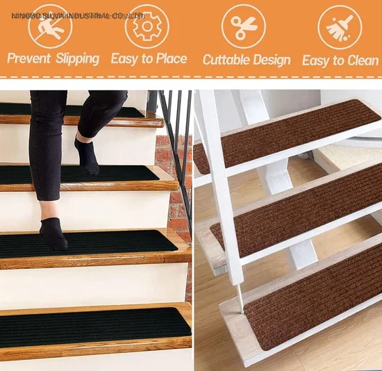 Striped Self-Adhesive Treadsafe Carpet Stair Treads Non-Slip Carpet Indoor