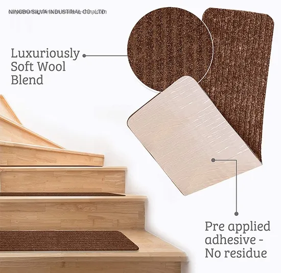 Striped Self-Adhesive Treadsafe Carpet Stair Treads Non-Slip Carpet Indoor