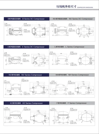 R134A/1234yf DC Compressor Reciprocating Compressor Bzh20d Cooling Capacity 55W