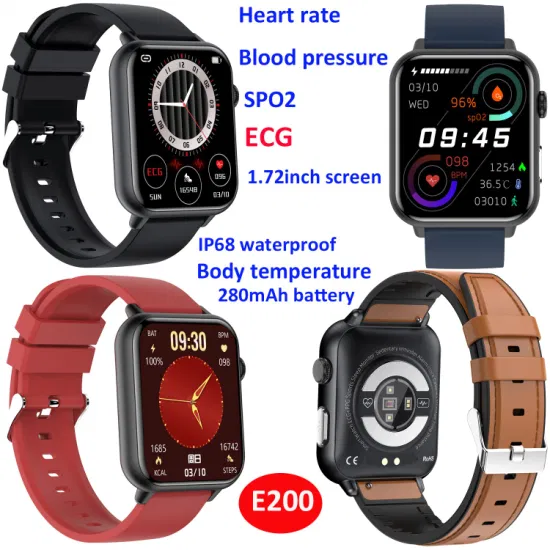 2024 1.72 inch Smart Watch high Quality Smart Sport Smartwatch Waterproof IP68 Body Temperature Smart Wristwatches E200