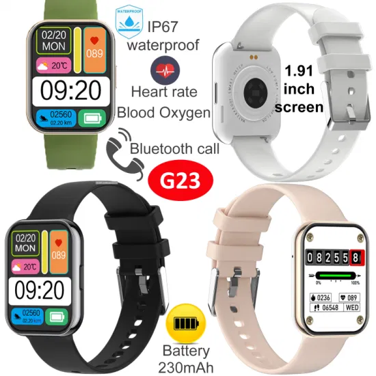 High quality square screen smart watch with SPO2 Heart rate blood pressure for senior fitnedd monitoring G23