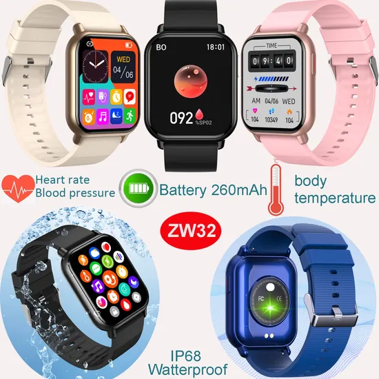 Hot selling Bluetooth Smart Bracelet with Heart rate blood pressure thermometer for Health monitoring ZW32