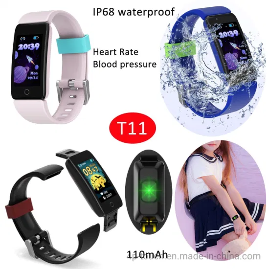 Waterproof IP68 Latest Kids Smart Bracelet with Heart Rate Blood Pressure T11