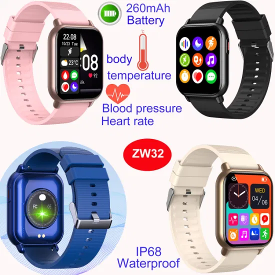 2024 China factory quality IP68 waterproof Slim design Smart Watch with HR BP Blood pressure for senior healthcare ZW32