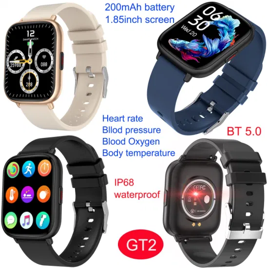 2024 Full Touch Screen Waterproof IP68 Sport Fitness Tracker for IOS Android Smart Watch with HR BP SPO2 Thermometer GT2