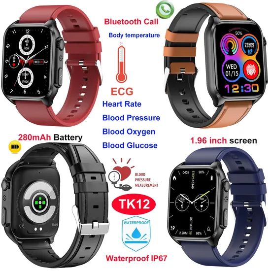 IP67 Waterproof Bluetooth Call Smart Sport Bracelet for Android IOS with Blood Pressure Body Temperature Heart Rate Monitoring TK12