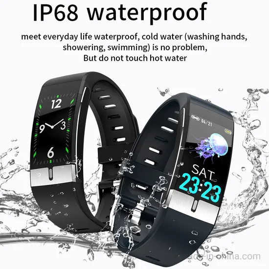 IP68 Waterproof Bluetooth Body Temperature Smart Bracelet with Health heart rate blood pressure Monitor E66