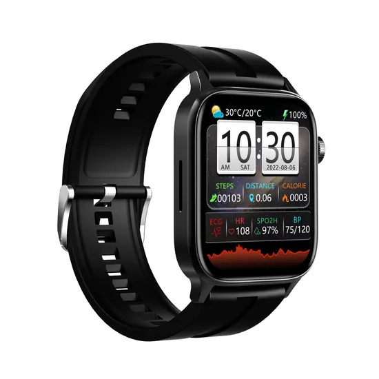 New Design Bluetooth Call 1.85 Inch PPG Heart Rate Blood Sugar Blood Pressure Thermometer Monitoring ECG IP67 Waterproof Smart BT Watch Bracelet GT22