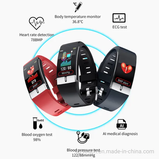 New Model IP68 Waterproof Bluetooth Body Temperature heart rate blood pressure Smart Bracelet Watch E66