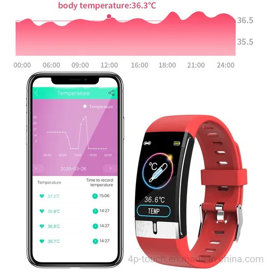 New Model IP68 Waterproof Bluetooth Body Temperature heart rate blood pressure Smart Bracelet Watch E66