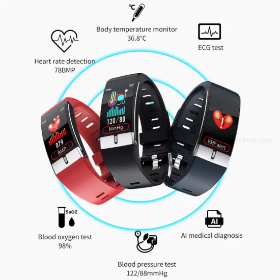 Smart Bracelet Body Temperature Watch Smart Watch with ECG heart rate blood pressure Monitoring E66