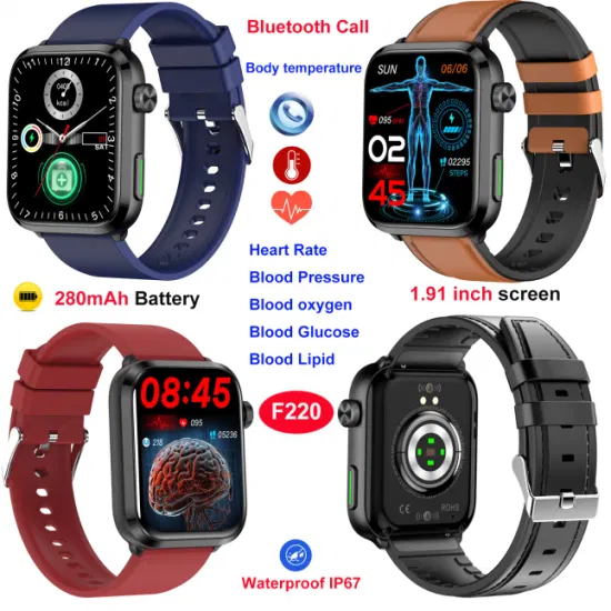 Smart Bracelet Body Temperature Watch Smart Watch with heart rate blood pressure body temperature Monitoring F220