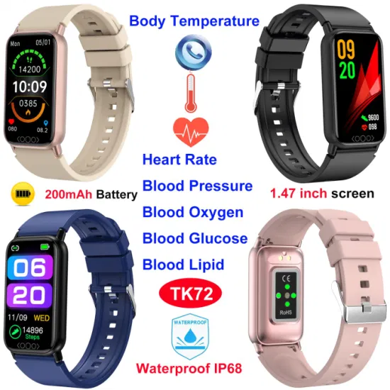 The latest promotion gift Waterproof Smart bluetooth bracelet with body temperature heart rate Body temperature SPO2 TK72