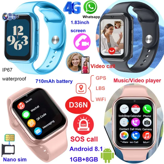 2024 Hot Sale Factory Supply 4G Kids Smart Watch Phone with Classroom Mode for School Life D36N