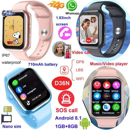 2024 Launched 4G Android 8.1 Lightweight Kids GPS Tracker Watch with SOS Alerts and Safety Features for Emergency Help