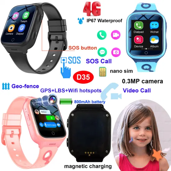 2024 New launched promotion waterproof video call 4G safety Kids GPS Watch Tracker with safety zone D35