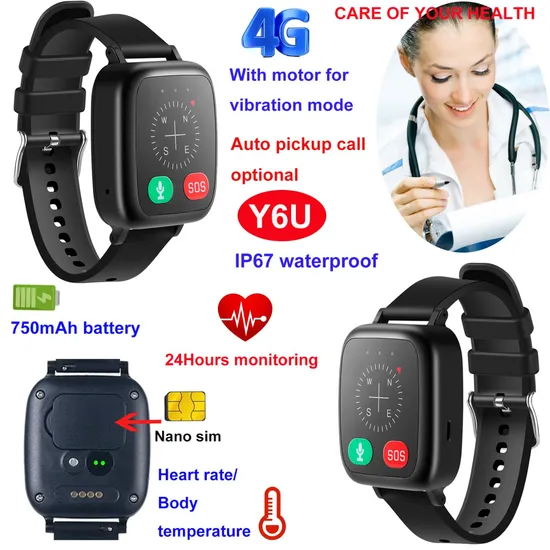 2024 new Developed 4G SOS Elderly GPS bracelet Tracker with Heart Rate body temperature Y6U