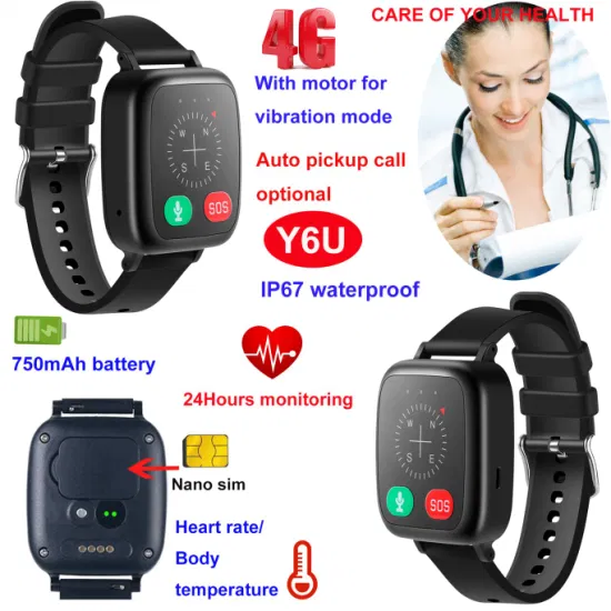 4G LTE IP67 Waterproof SOS body temperature Senior tracker Smart GPS Tracking Device with Heart Rate Y6U