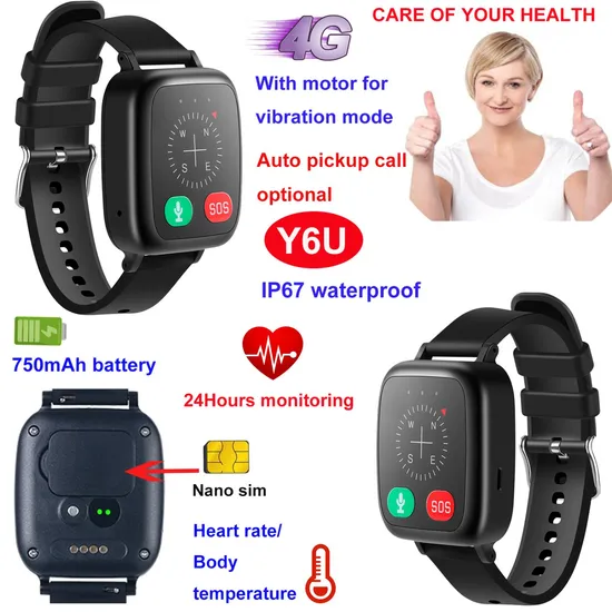 4G LTE Waterproof IP67 Elderly fitness personal security GPS Tracker locator with heart rate thermometer Y6U