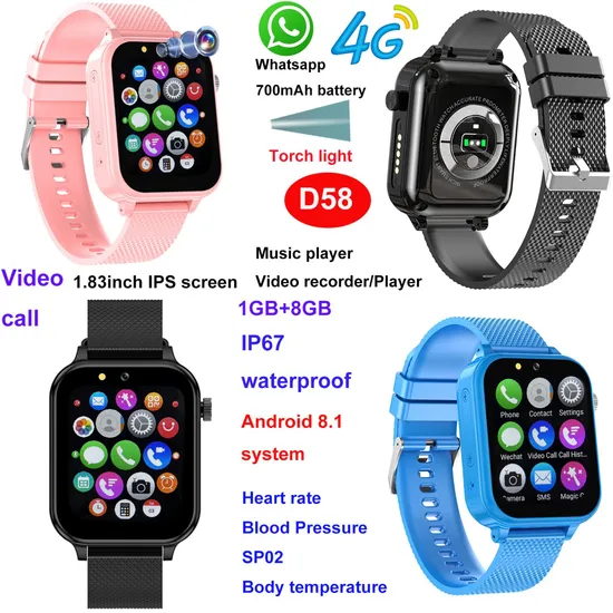 4G Waterproof video call Child friendly Kids personal security teenagers GPS Smart Tracker Watch Phone with safety zone setup D58