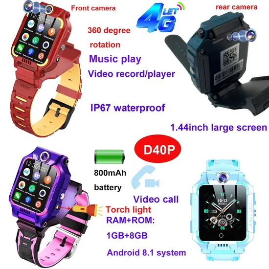 4G oversea global waterproof IP67 video call GPS Tracker Watch with video record player music play D40P