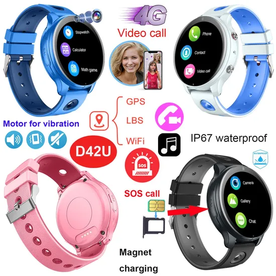 4G video call waterproof Kids Children birthday gift Smart Watch Tracker GPS with video call for advoid abducting Kidnap D42U