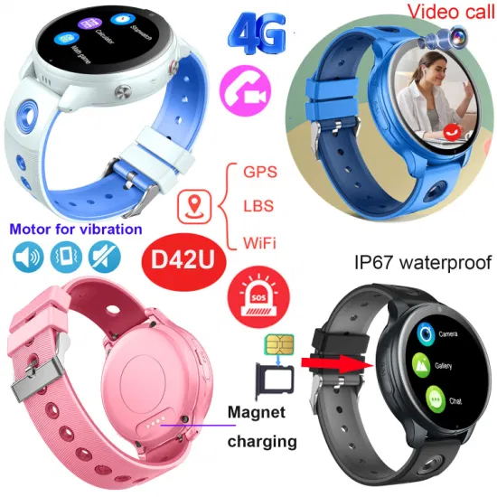 4G waterproof IP67 video call VoLTE kids safety remote monitor GPS tracking Smart watch with Crystal Glass screen protector D47