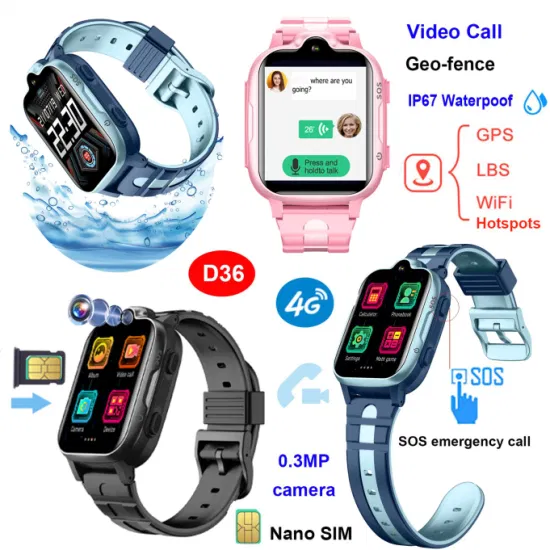 Best High Quality 4G IP67 Waterproof Handy Wearable GPS Tracker for Kids with Global Free Video Call D36