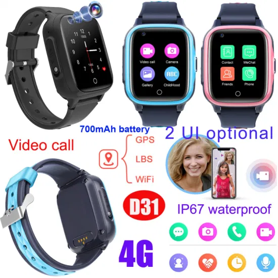 China factory 4G Child Real Time Position Kids Safety GPS Tracker Gift Smart Watch with free Global Video Call D31