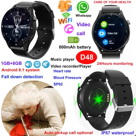 China factory 4G IP67 Waterproof Senior Healthcare SOS Elderly Tracker safety Smart Watch GPS tracker with Fall Down Alarm