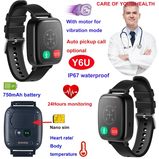 China factory 4G IP67 waterproof Safety Elderly fitness Smart Watch GPS tracker with thermometer heart rate Y6U