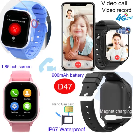 China factory 4G Waterproof IP67 video call Kids Smart Phone GPS Tracker for Children Kids for avoid kidnap D47