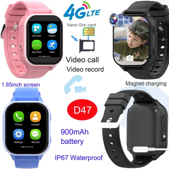 China factory IP67 waterproof 4G GPS Tracker Mobile watch phone with live map monitoring history tracking D47