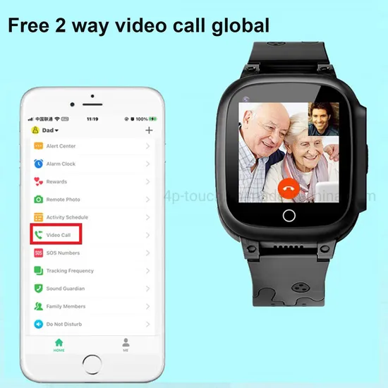 China manufacturer IP67 Waterproof 4G 2 Way Video Call Personal Security Smart Tracking GPS Tracker Phone Watch with Body Temperature D51S