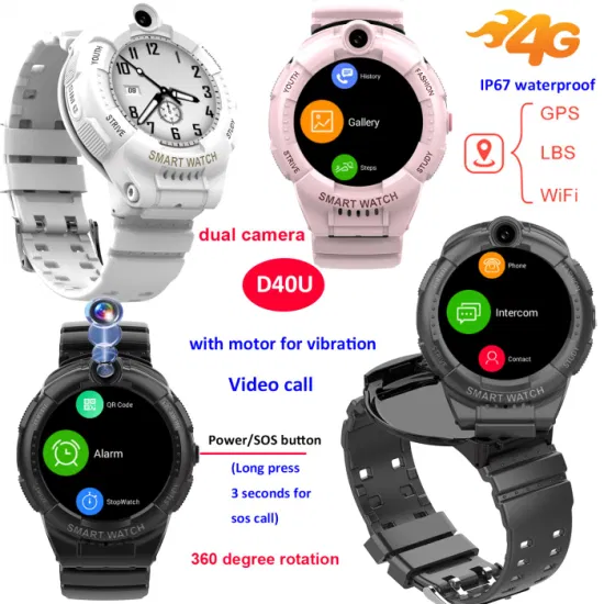 Factory Direct Supply 4G IP67 waterproof Safety Kid Parental control GPS Watch with rotating dual camera listen-in features SOS call for avoid abducting