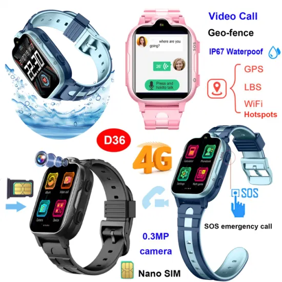 Factory Supply Best LTE IP67 Waterproof Kids Smart watch GPS Tracker with Non Disturbing in Class  SOS Emergency Call D36