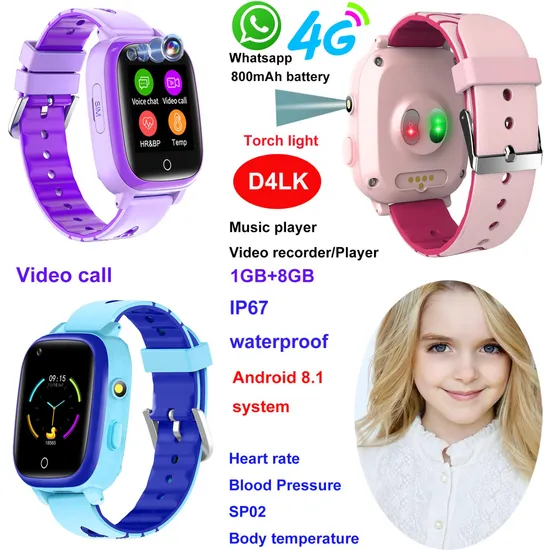 Fashion Design 4G IP67 Waterproof Girl boy unsex GPS Watch with Whatsapp Facebook Tiktok for Daily Communication D4LK