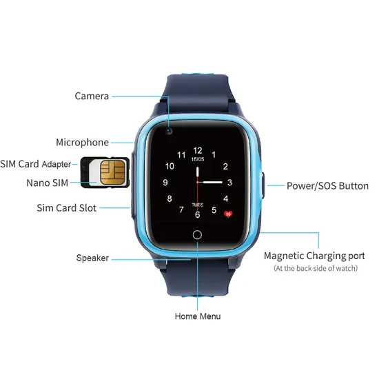 High quality 4G IP67 Water resistance Bluetooth WiFi video call Kids Security GPS Watch Tracker for emergency help D31